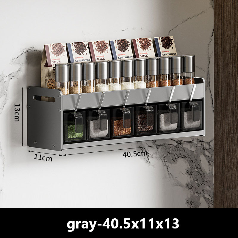 Kitchen shelves, non-perforated, multi-layer countertops, wall-mounted condiment bottles and jars, save space,spice storage boxes, hanging shelves