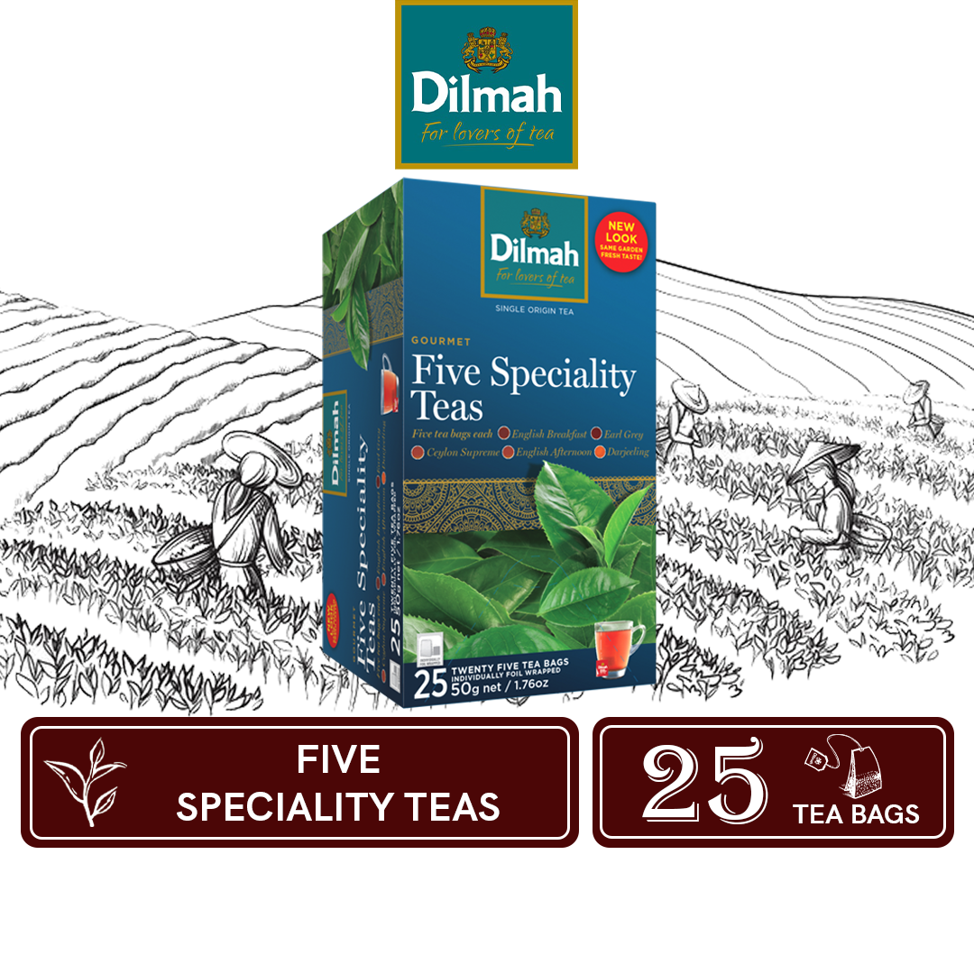 Tea Time Rocks Dilmah Gourmet Five Speciality Teas [Tea Bags in Foil Pouch / Foil ...
