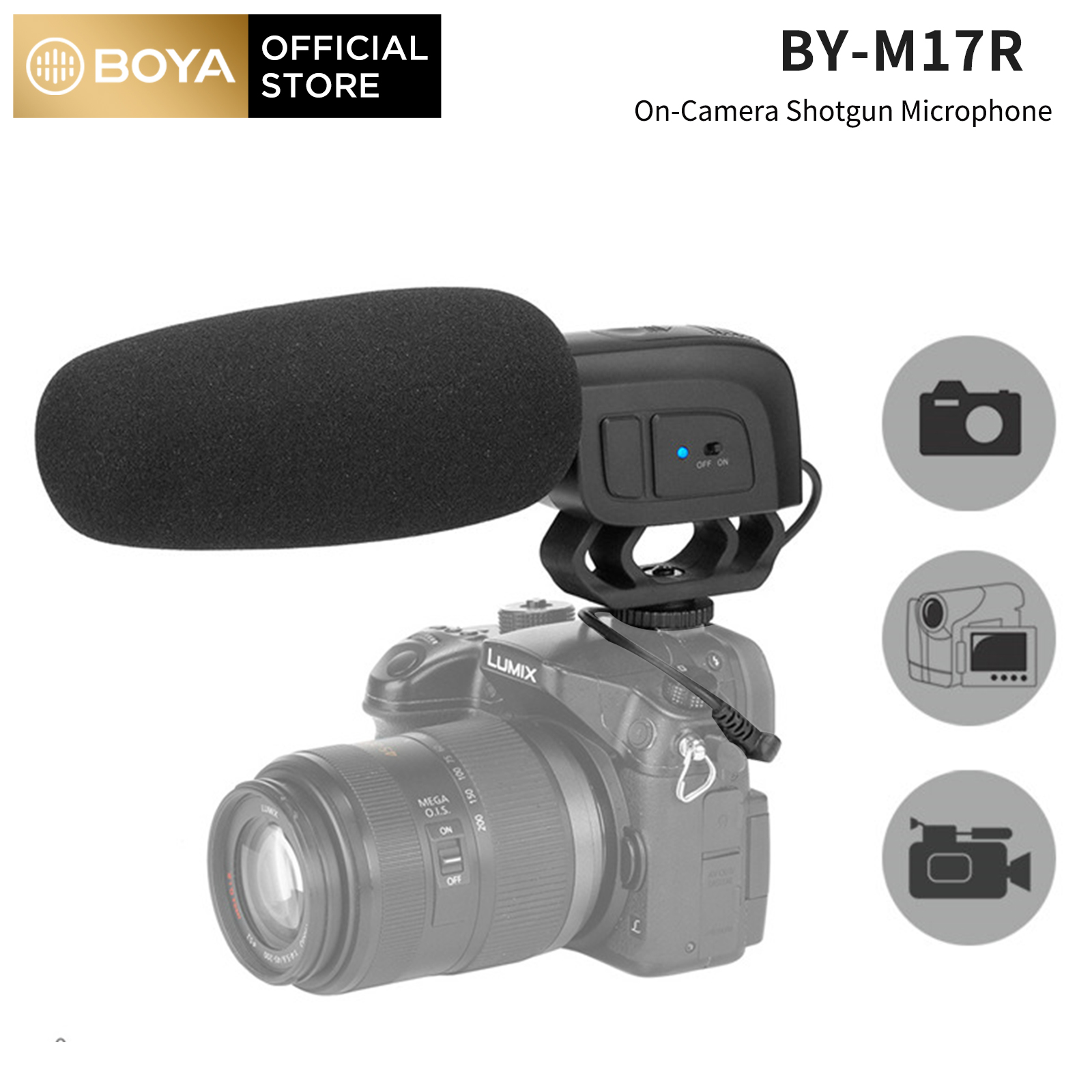 BOYA BYM17R Oncamera condenser cardioid microphone Mic for DSLR