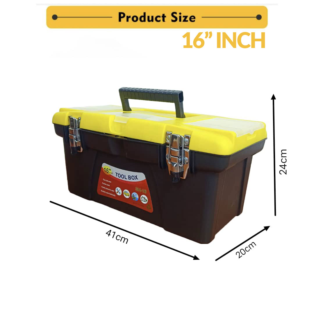 16inch Large Size Tool Box Organizers with Stainless Steel Fasteners Transparent Compartment