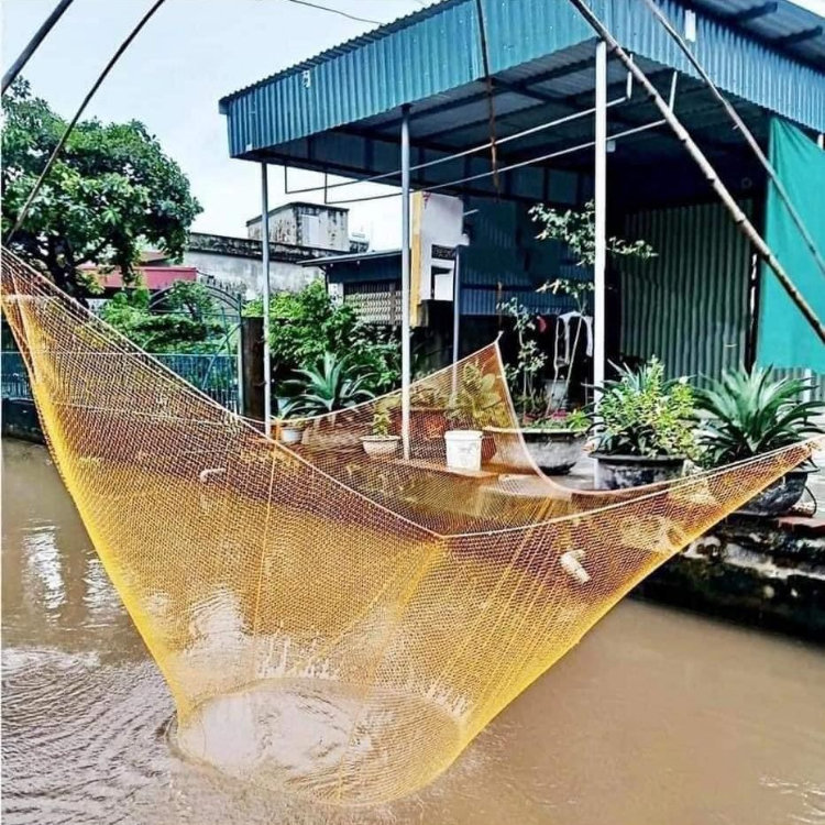 Vó kéo cá bằng sợi dù thái - vó kéo tép bằng dù mắt lưới 1.2cm - 1.8cm vuông 2m, 3m màu vàng