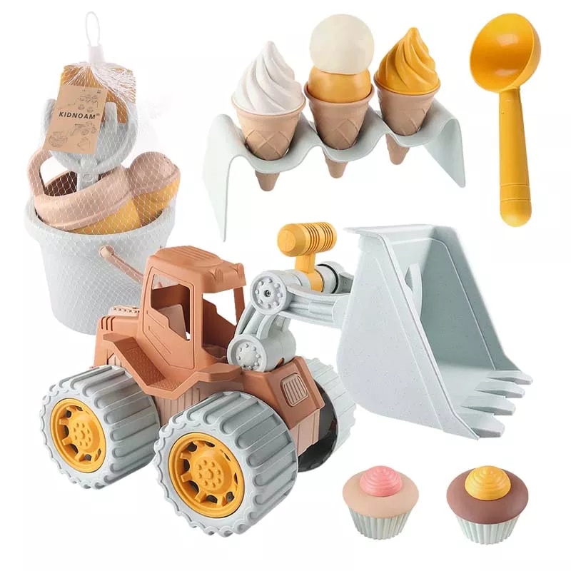 Children Toys Simulation Ice Cream Cake Model Bulldozer Beach Bucket Wheat