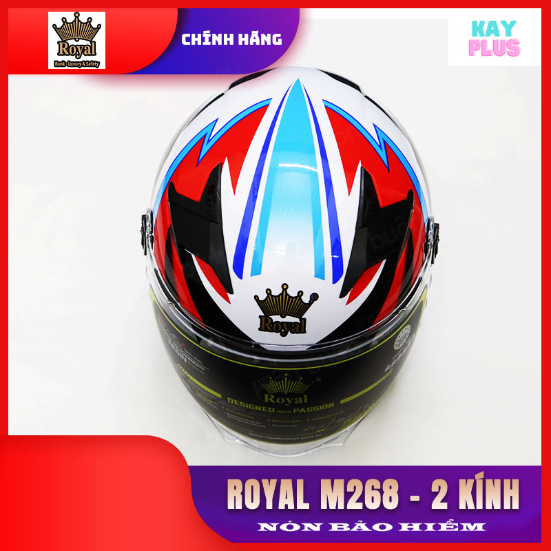 Mũ, nón bảo hiểm 3/4 2 kính - Royal M268