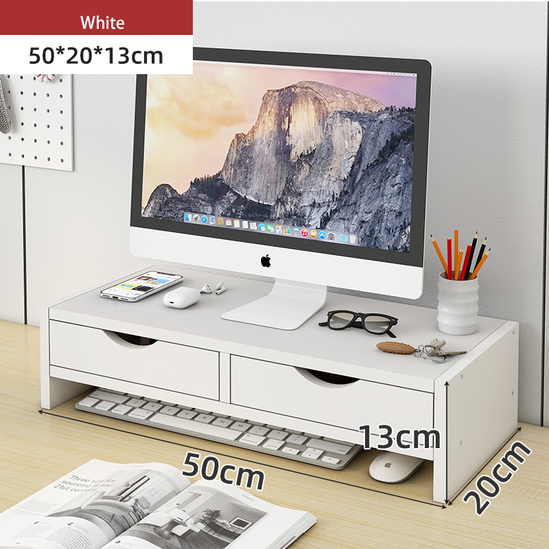 Desktop computer monitor elevated shelf laptop stand display base desk storage rack