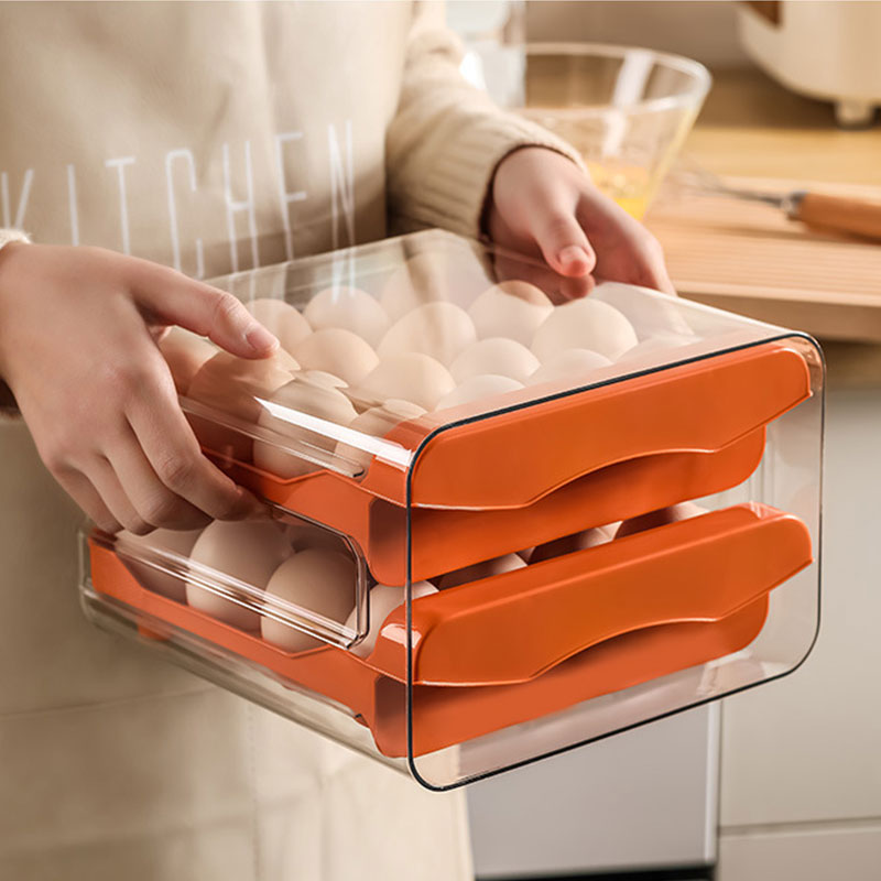 Hộp trứng, hộp giữ tươi dùng cho thực phẩm, nhựa, tủ lạnh gia đình taizhou, bếp kiểu ngăn kéo, hộp lưu trữ hai lớp trứng