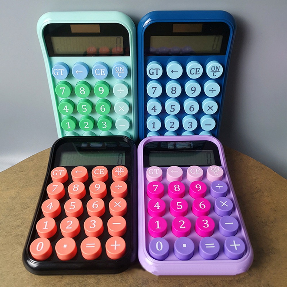 MMLUCK Mechanical Keyboard Candy Colour Silent Calculator Dual Power Supply 10-digit Accounting Learning Calculator Stationery Office Supplies Kawaii Mechanical Keyboard Calculator Do Office Work
