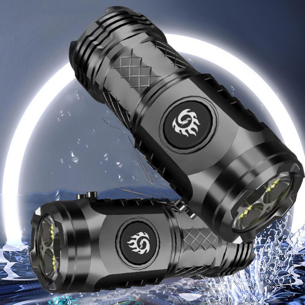 High Power LED Flashlight Torch 20W Compact Powerful Emergency Flashlights Waterproof 18350 Battery for Hiking Exploring