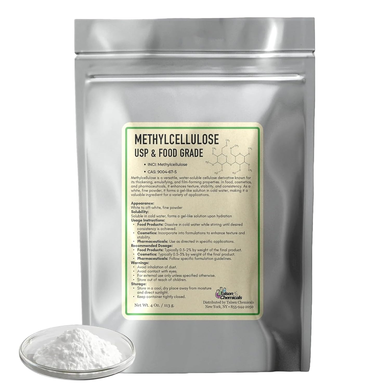 Methyl Cellulose 400 Viscosity Food Grade - 8 Oz /226 Grams - Organic Methylcellulose Powder for DIY Cosmetics - Methylcellulose Fiber Powder - Thickening & Stabilizing Agent. 