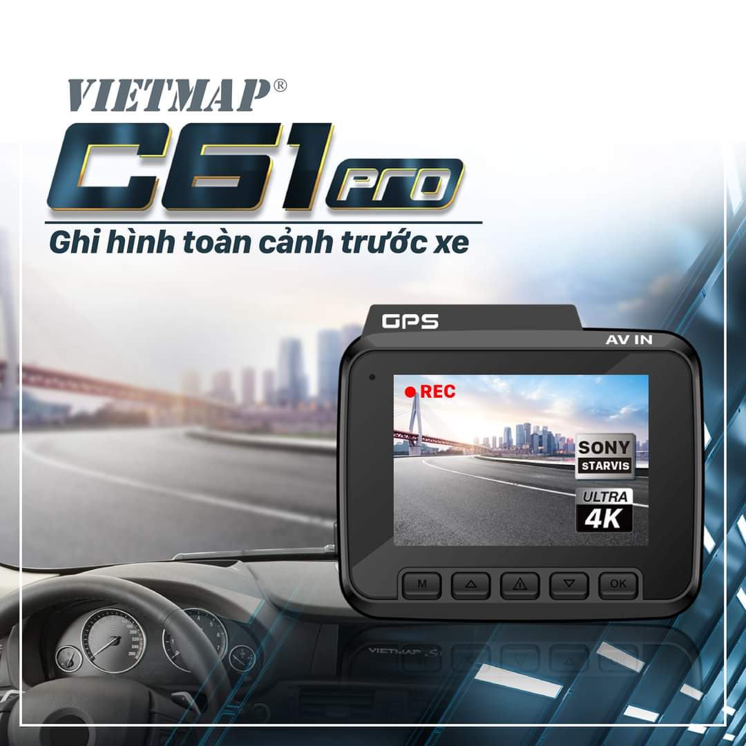 Cam hành trình Vietmap C61 Pro (Cảnh báo giao thông, độ nét 4K)