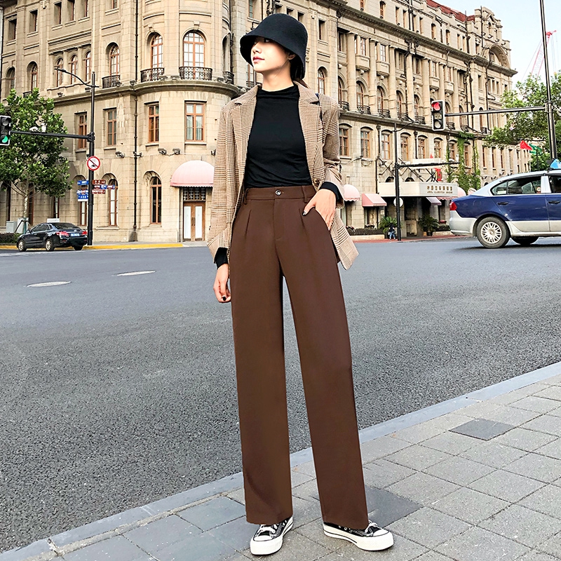 Formal Pants Women Korean High Waist Trousers Loose Straight Leg Long Pants  Plus Size | Lazada Singapore