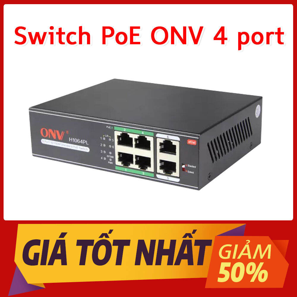 Switch POE ONV 4 Port, 8 Port + 2 cổng Uplink 10 100 Base - Hàng chính hãng thumbnail