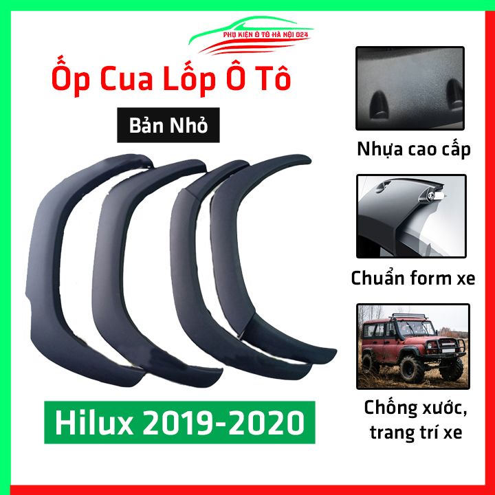 Bộ ốp cua lốp bánh xe ô tô Hilux 2019-2020 Bản Nhỏ, độ viền cua lốp bảo vệ, trang trí xe hơi
