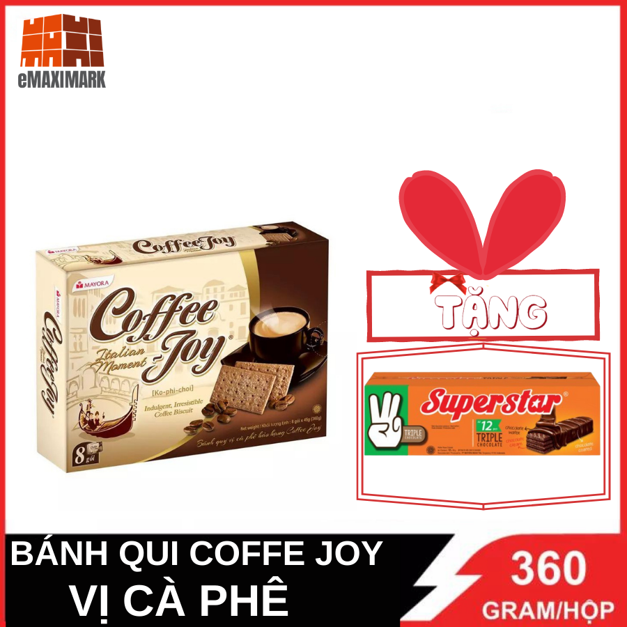[HCM]Bánh Cà phê Coffee Joy Hộp giấy 360g Tặng Bánh Superstar 108Gram thumbnail