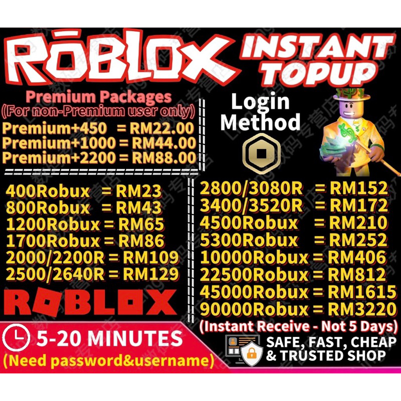 [Instant Code] Roblox Gift Card Code Global Region Malaysia Robux 100 200  800 1200 1700 2200 2700 3600 4500 [No 5 Days Wait]
