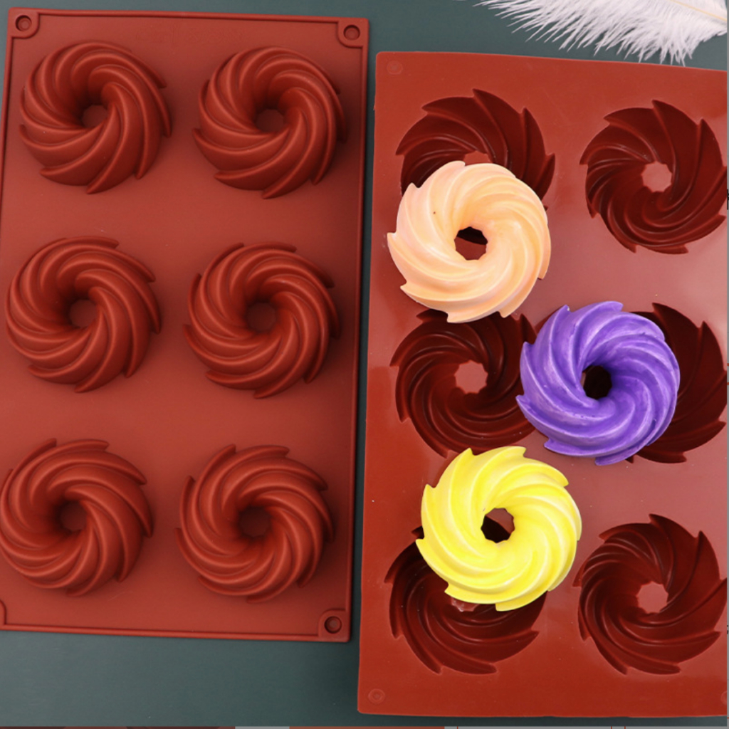Khuôn silicon 6 tròn donut dễ thương làm bánh nướng, donut,rau câu,pudding, sáp nến cakeshop