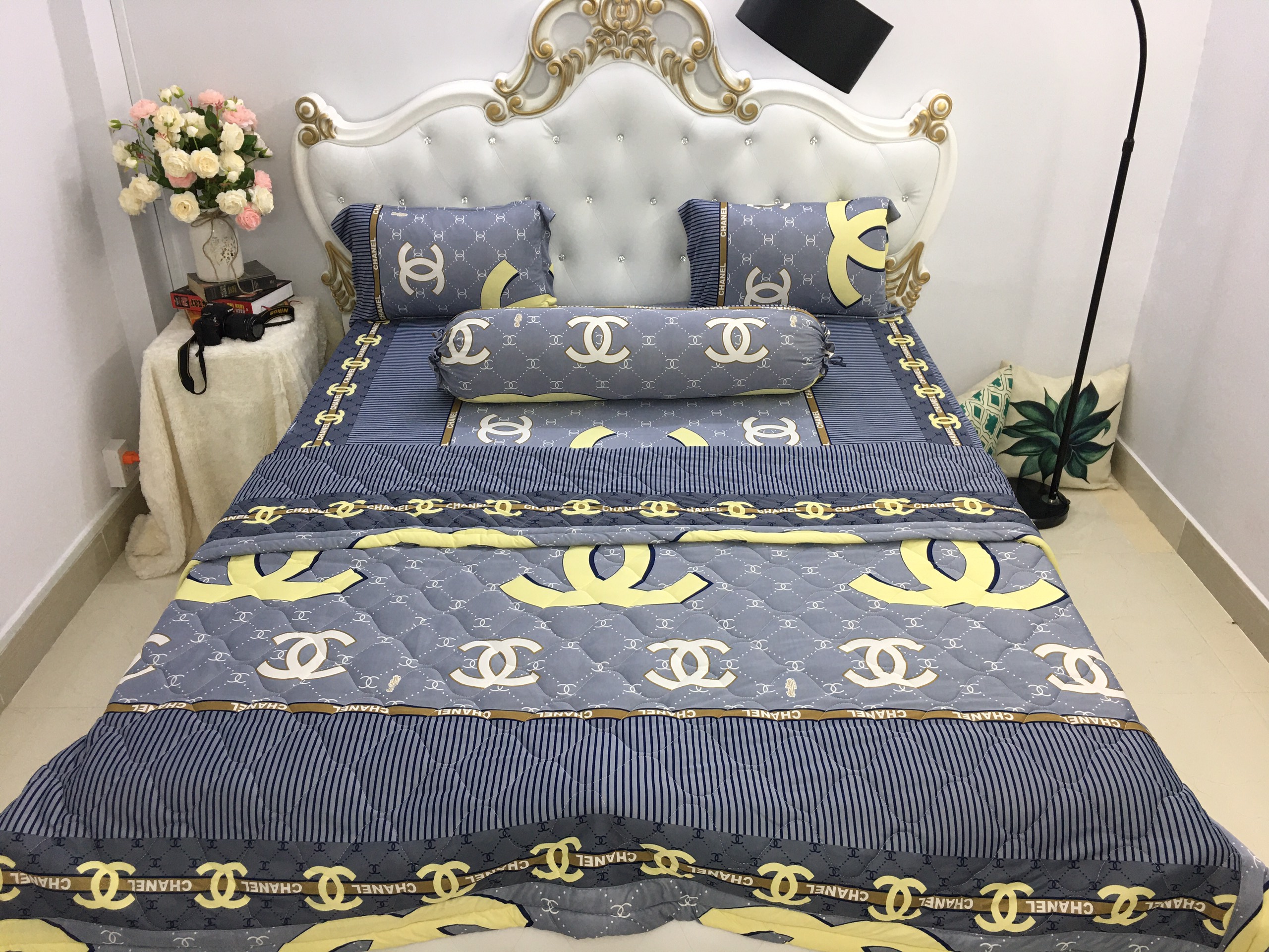 [HCM]Bộ drap thun Hàn Quốc loại 1 có mền 5 món ( 1 drap + 1 chăn chần bông + 3 áo gối) đủ size