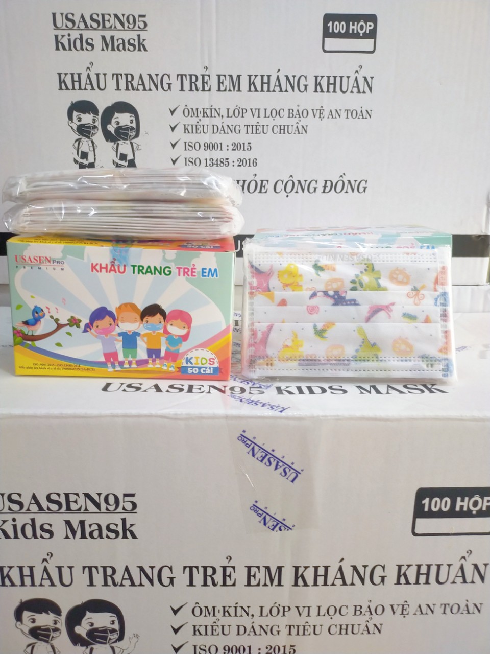 Hộp 50 Cái Khẩu Trang Y Tế Trẻ Em USASEN Kháng khuẩn cho bé từ 4- 11 tuổi