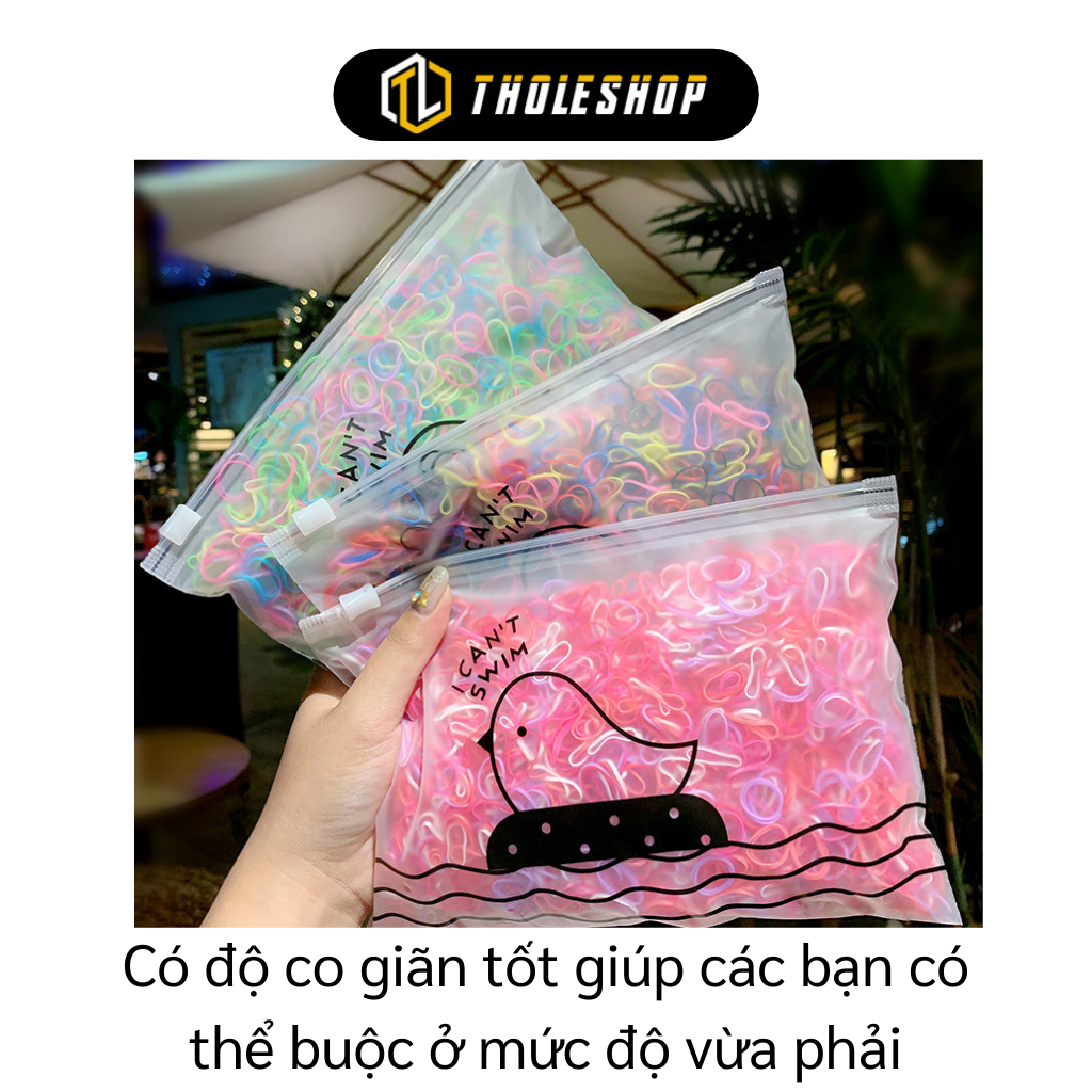 Thun cột tóc - Túi 1000 chun cột tóc nhiều màu bền, co giãn - Túi zip buộc tóc