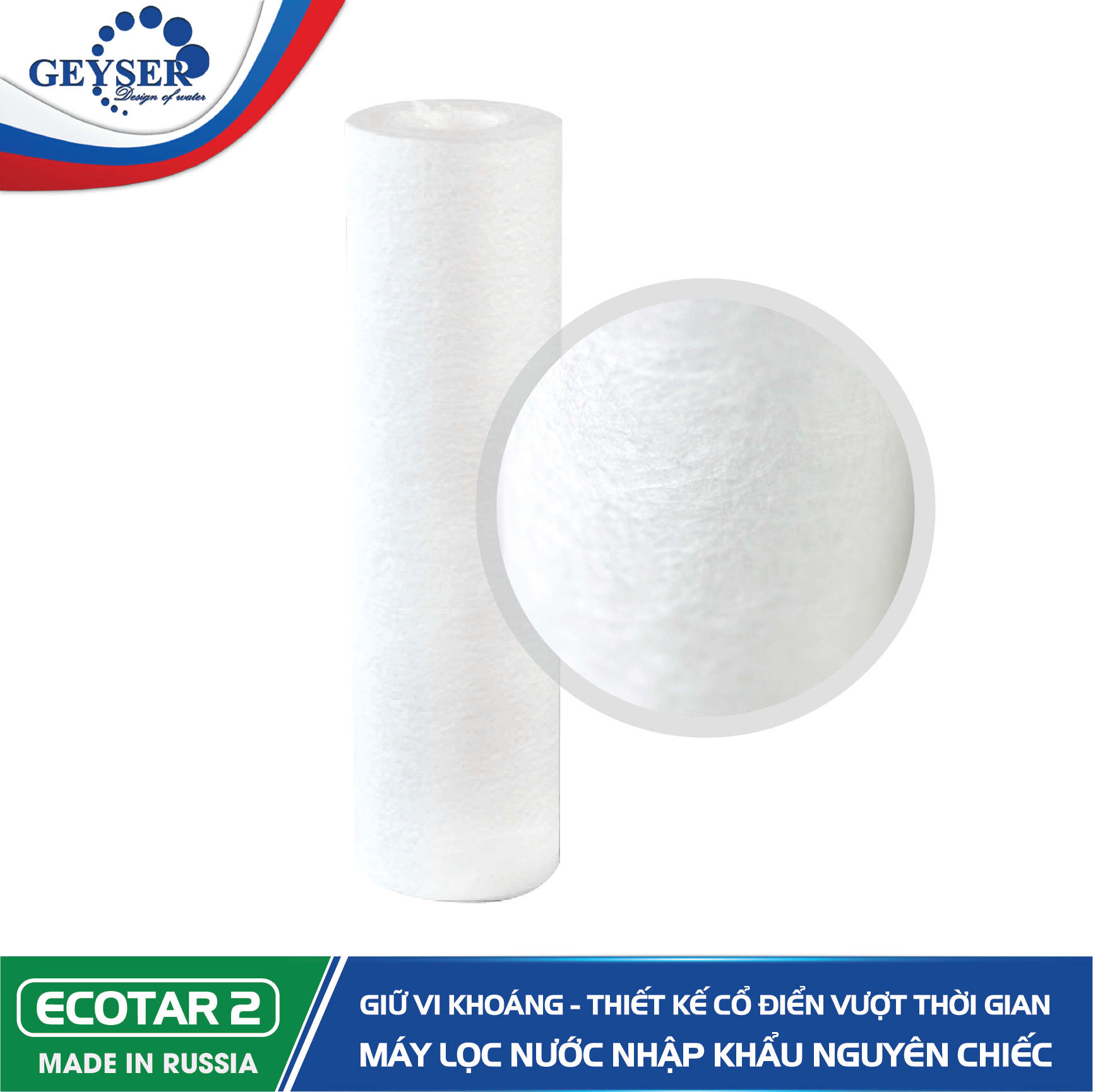 Bộ 3 lõi lọc máy Geyser Ecotar 2 - (PP, Aragon, CBC)