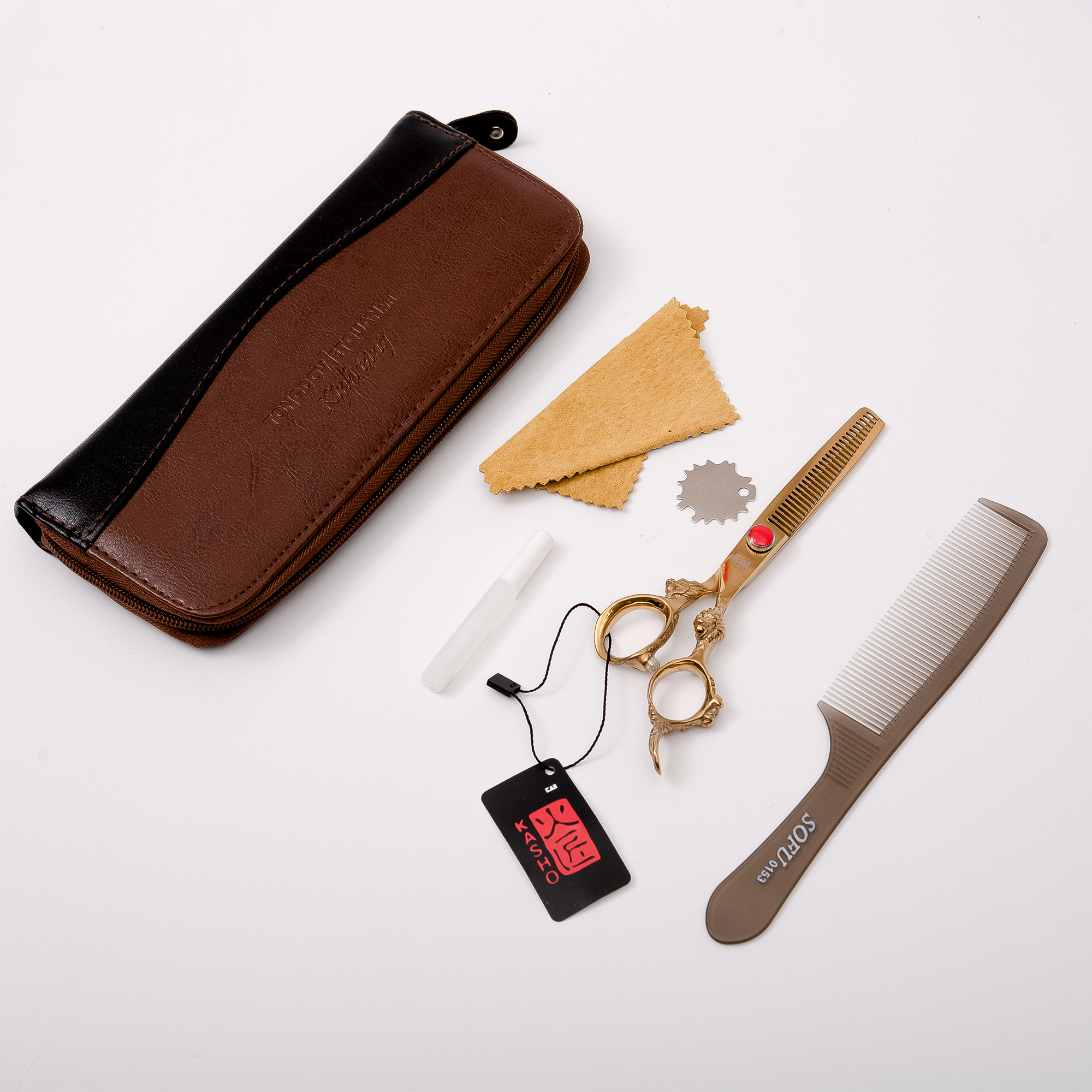 Kéo cắt tóc, Bộ Kéo Cắt Tóc - Bộ Kéo Cắt Tỉa Tóc Cao Cấp Nhật Bản Kèm Bao Kéo Da Cao Cấp KASHO-VQ2