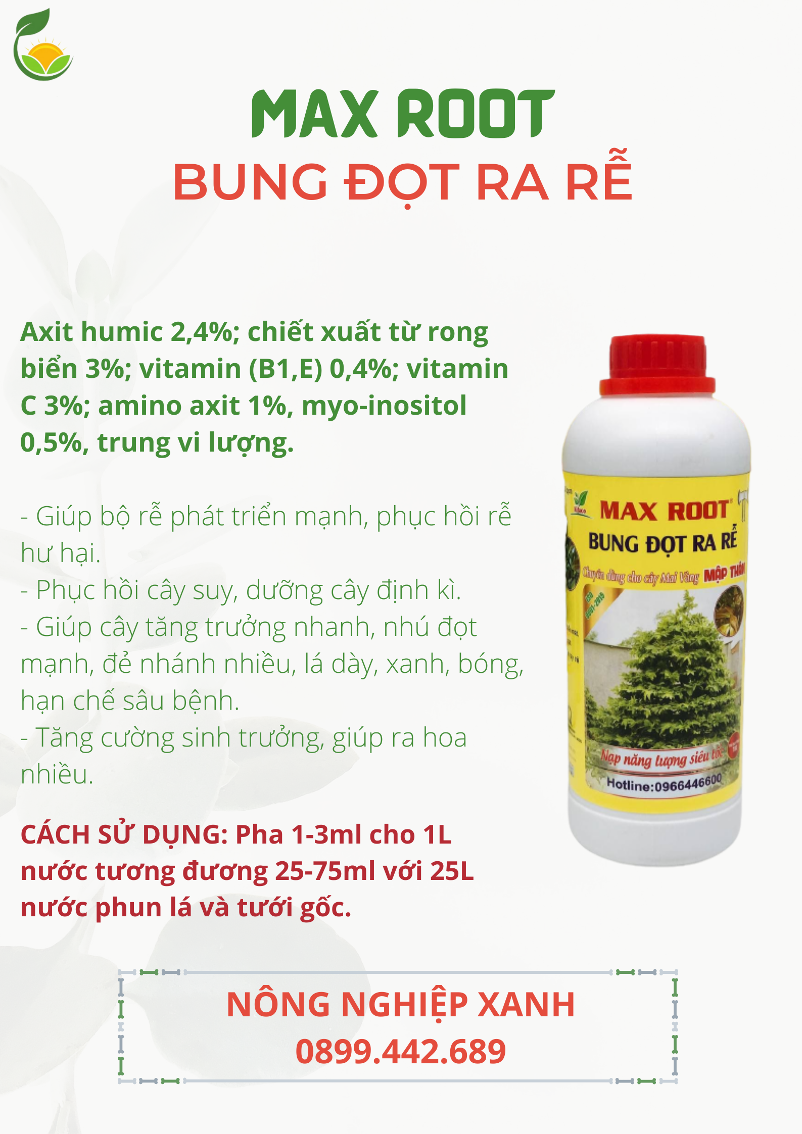 PHÂN BÓN BUNG ĐỌT RA RỄ CHUYÊN MAI VÀNG 1 LÍT