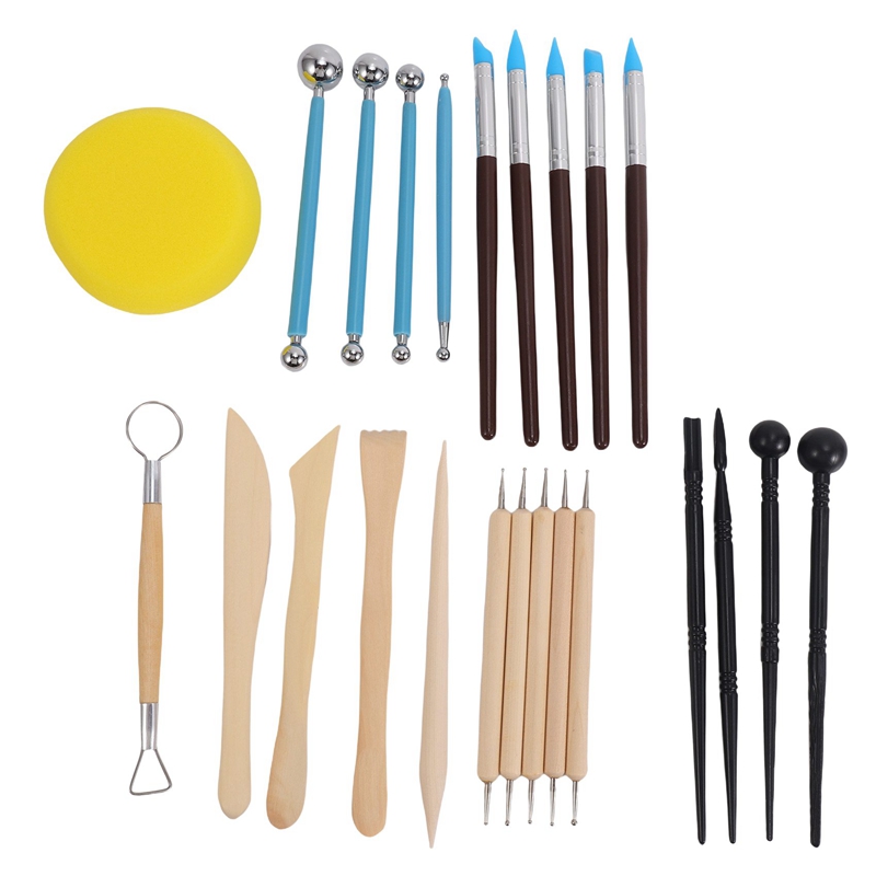 24Pcs Modeling Clay Sculpting Tools Set,Polymer Modeling Clay Sculpting Tools Rock Painting Kit for Sculpture Pottery