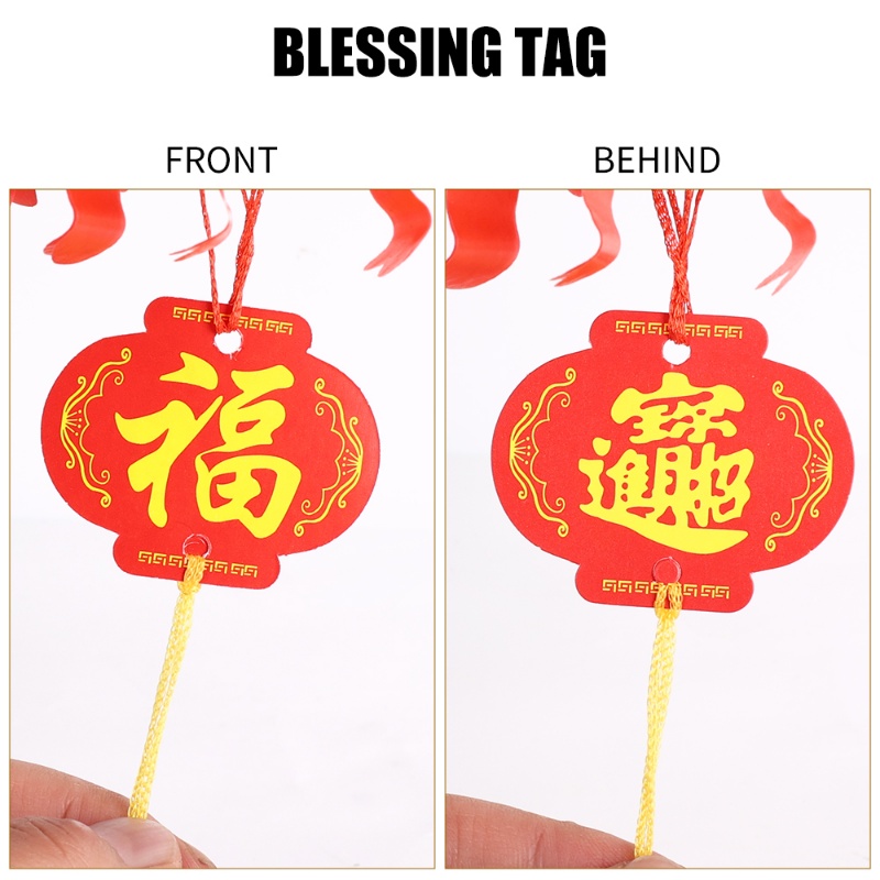 Foldable Waterproof Paper Hanging Lanterns String Luck Paper Lanterns Chinese New Year Spring Festival Party Home Decoration