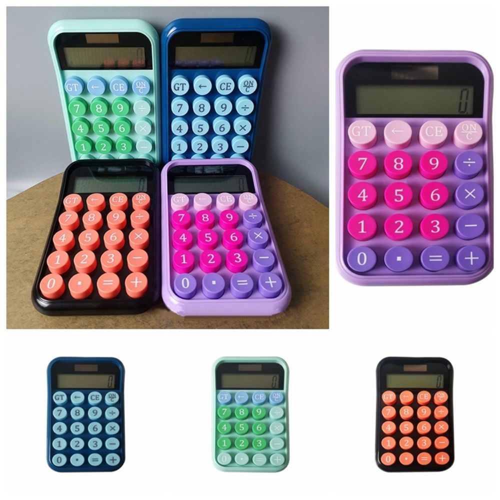 MMLUCK Mechanical Keyboard Candy Colour Silent Calculator Dual Power Supply 10-digit Accounting Learning Calculator Stationery Office Supplies Kawaii Mechanical Keyboard Calculator Do Office Work