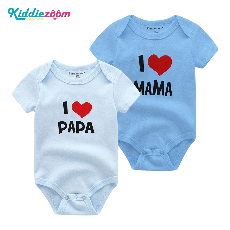 2 Bộ áo liền quần Kiddiezoom hoạ tiết chữ dễ thương thời trang mùa hè cho trẻ sơ sinh 0-12 tháng tuổi - INTL