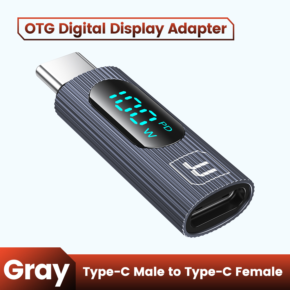 Toocki pd 100w usb c otg adapter digital displaying fast charging type c to type c otg connector for macbook xiaomi huawei samsung