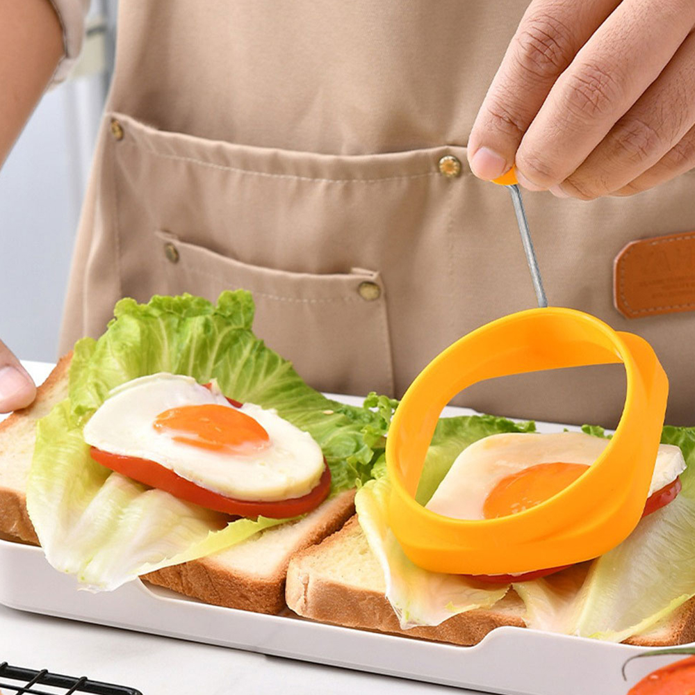 Hourser Silicone DIY Fried Eggs mold with Handle Egg Pancake Shaper Omelette Mold Eggs Cooking Tools Kitchen Accessories
