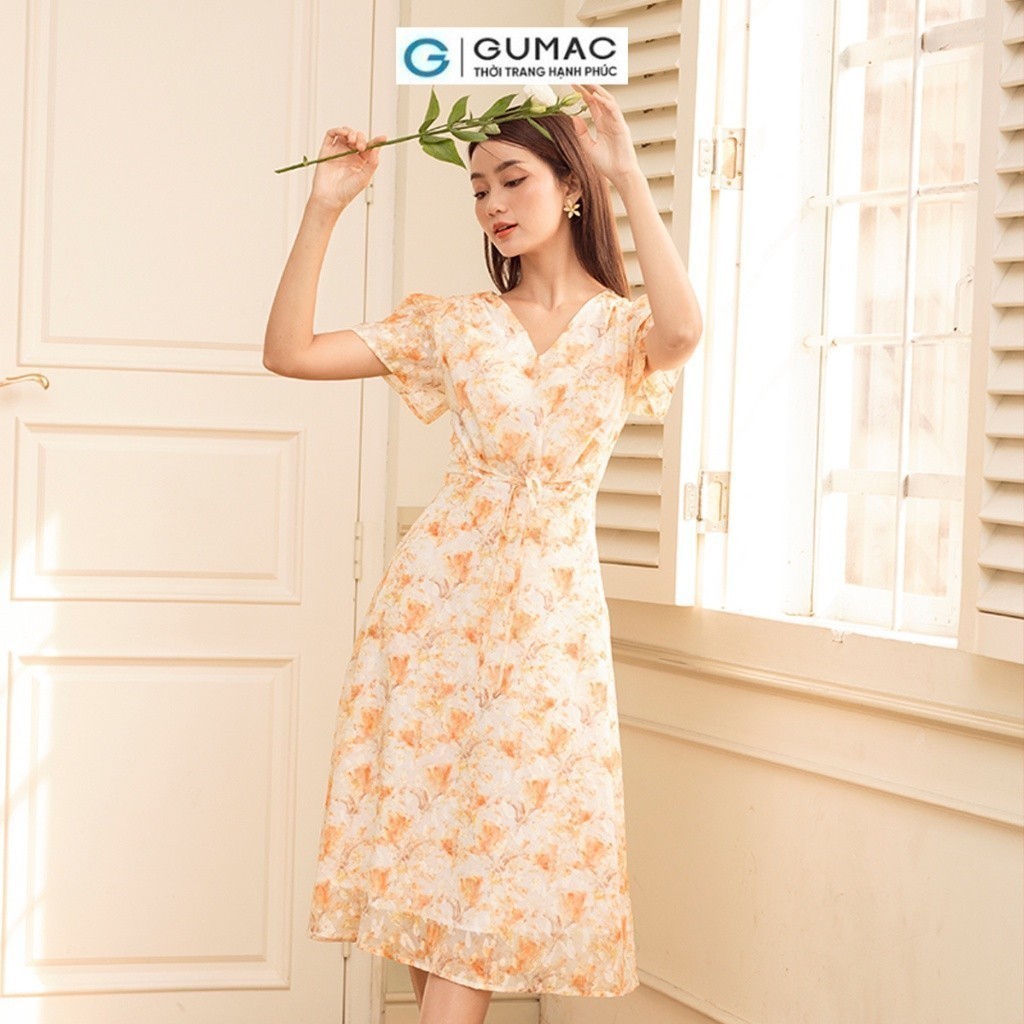 [BST MỚI RA MẮT THÁNG 6] Đầm hoa thắt nơ eo thời trang GUMAC DD06015