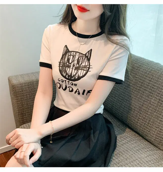 Áo thun nữ croptop form ôm in hình siêu xinh