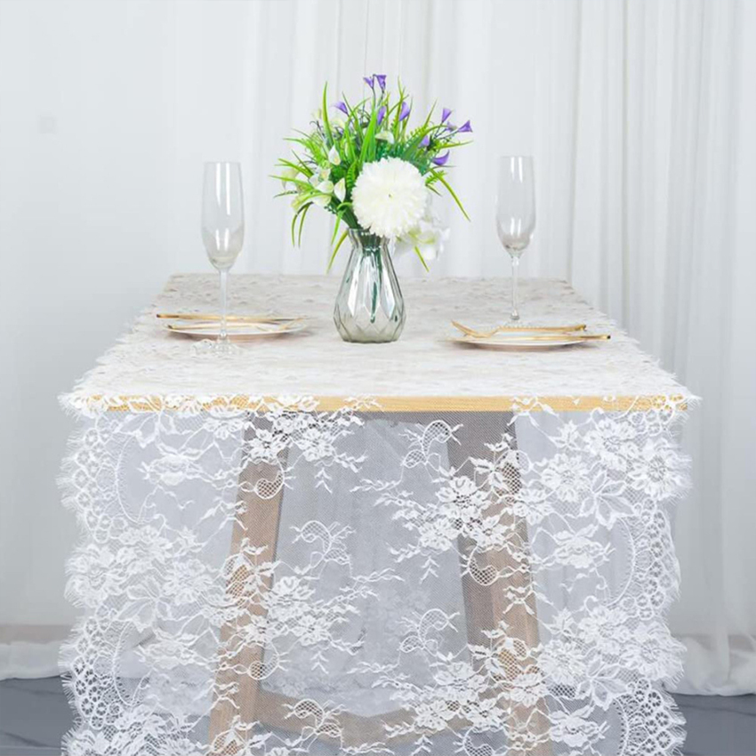 10ft thêu hoa ren bồi bàn cổ điển trắng/đen tiệc cưới trang trí bàn bảng bìa cho tiệc cưới