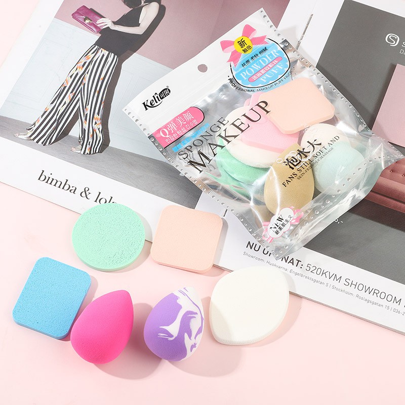 Combo 6 Bông Mút Trang Điểm Tán Kem Nền Phấn Phủ Keli - Giao màu ngẫu nhiên