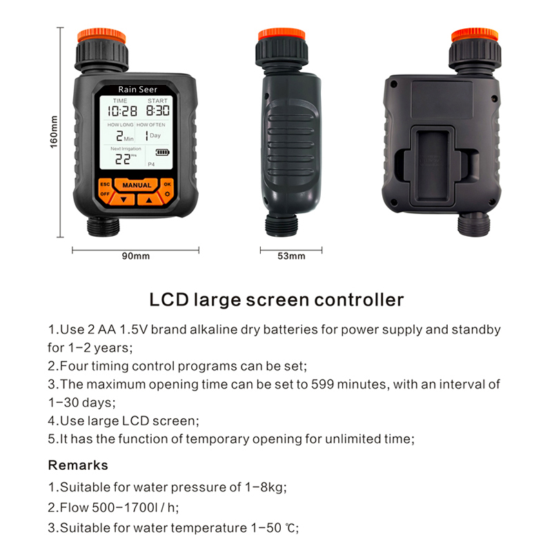 【Popular】 Rain Seer Large LCD Display Water Timer Waterproof IP65 Home ...
