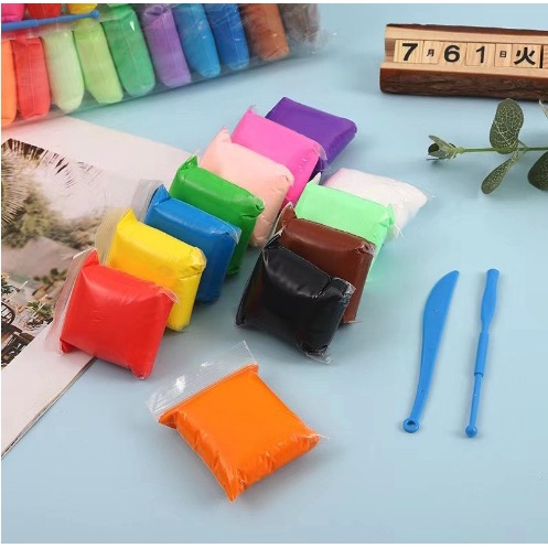 Đất nặn, Đất sét xốp siêu nhẹ an toàn 12/24 màu
