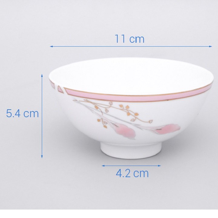 Bộ 10 Chén cơm đường kính 11 cm sứ Chuan Kao hoa lan hồng 1012 cao cấp