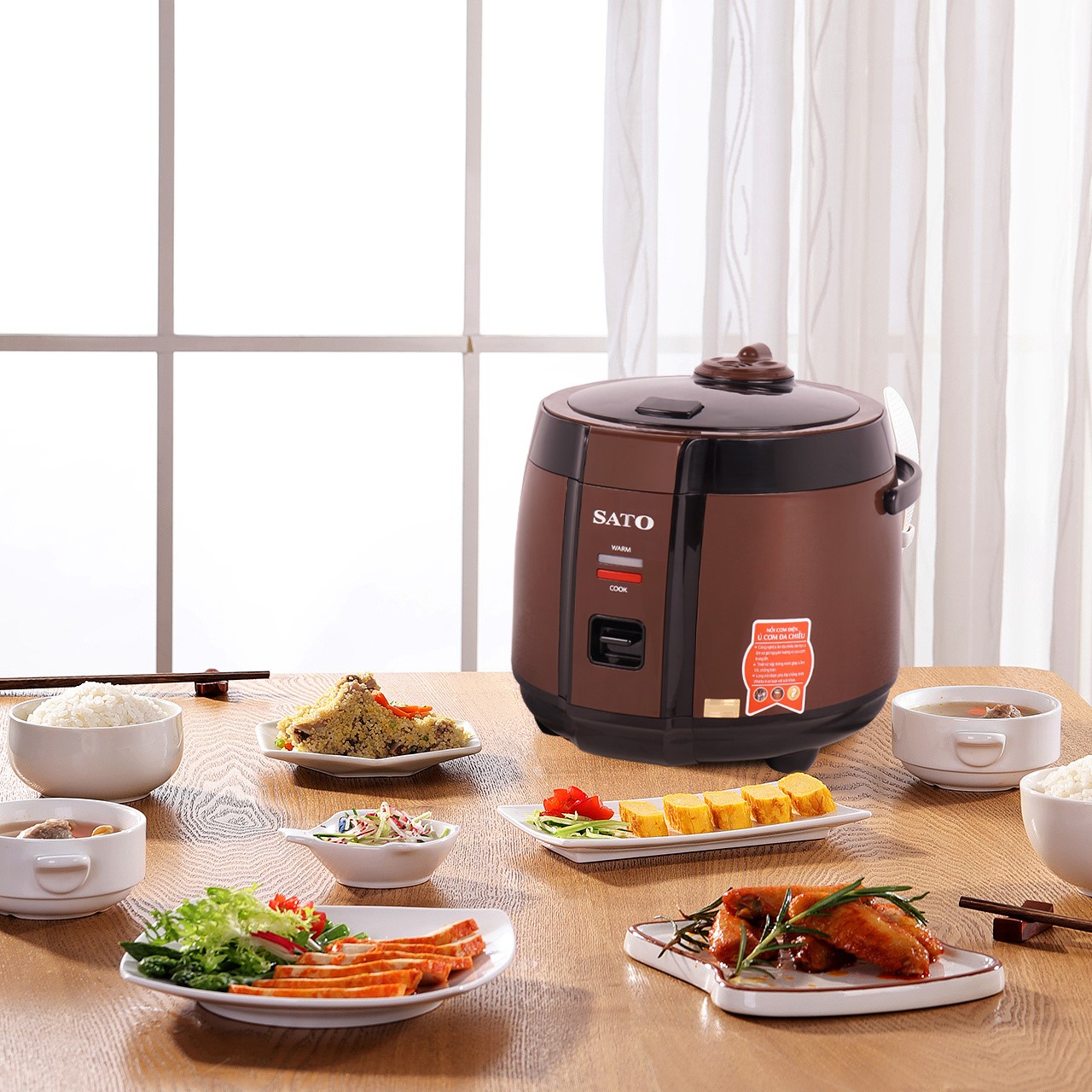 Nồi cơm điện quai xách 1.8L Sato 18F042