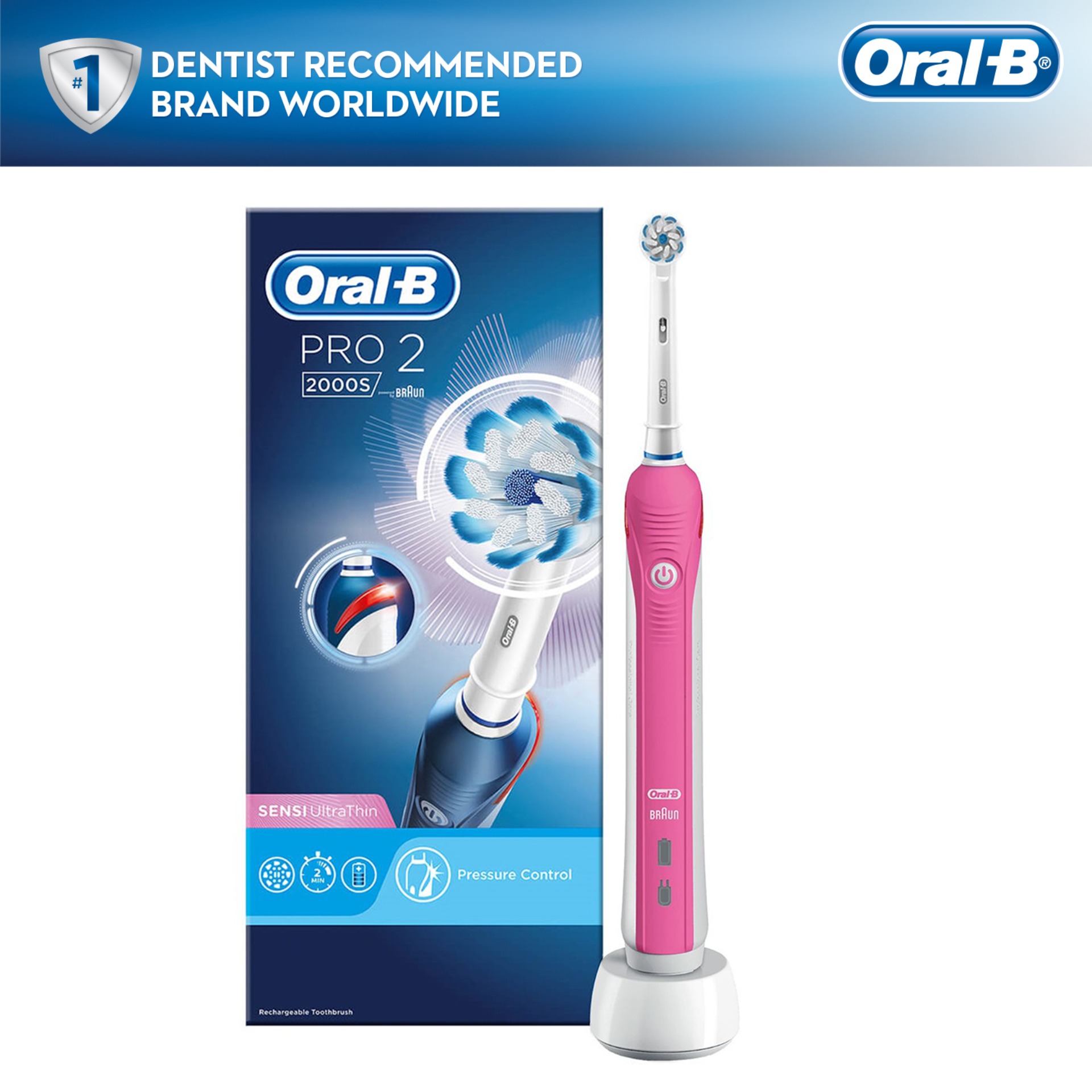 dienblad Publiciteit personeel Oral-B Pro 2000 Electric Toothbrush Rechargeable Powered By Braun | Lazada  Singapore