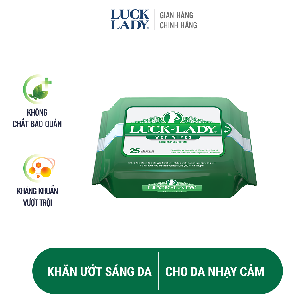 Khăn Ướt Luck Lady 25 tờ/gói Không mùi