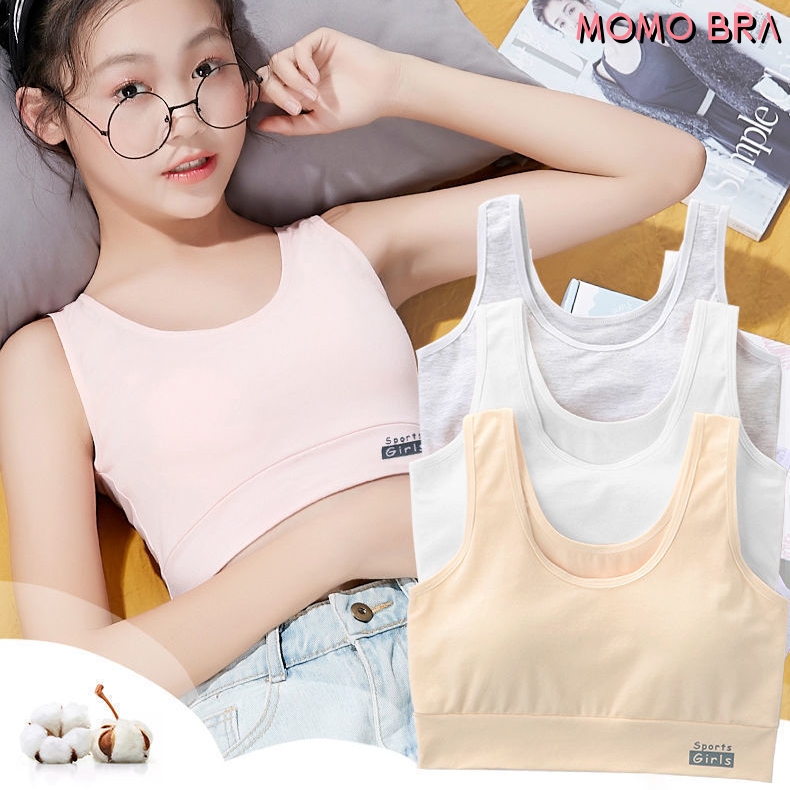 MOMO 8-16yrs Kids Bra Girls Training Bra Underwear Solid Color