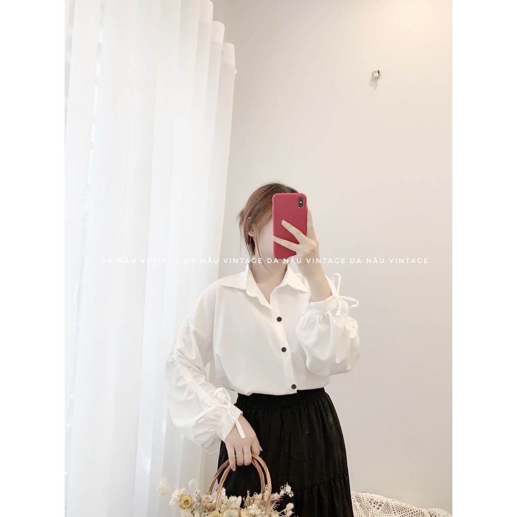 Áo sơ mi nữ dáng thụng Ullzang hàn quốc dây rút siêu xinh