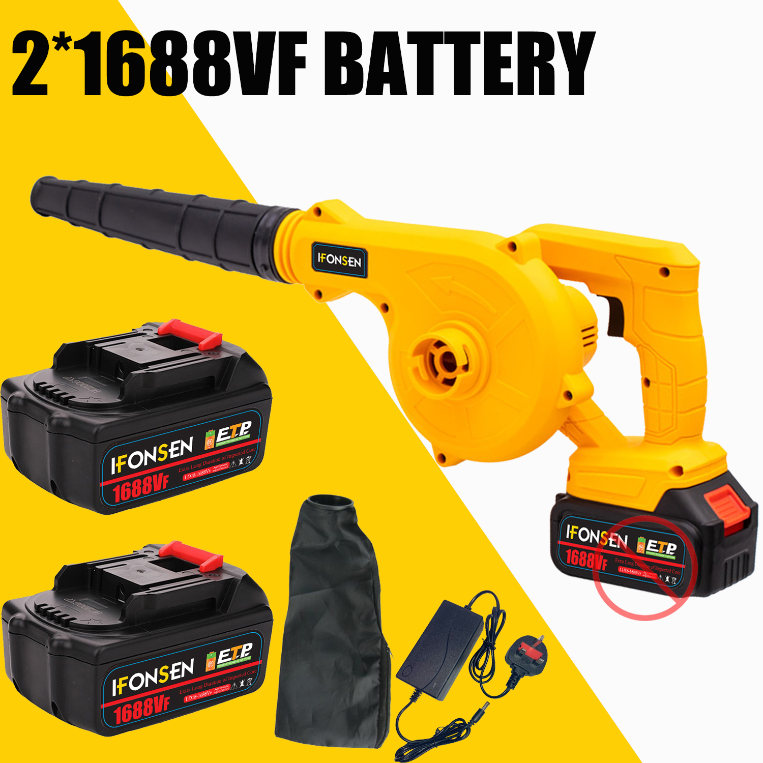 IFONSEN 2 In 1 Electric Air Blower Cordless Battery Vacuum Blower