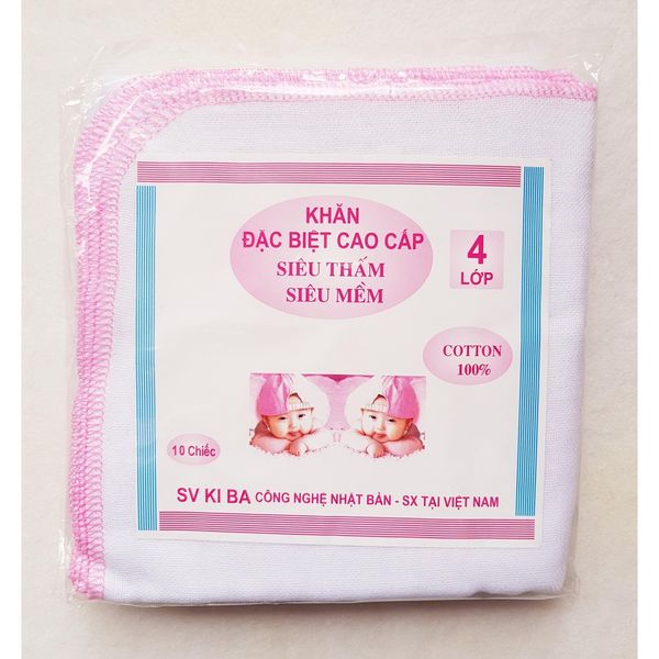set 10 khăn sữa kiba 4 lớp cho bé yêu