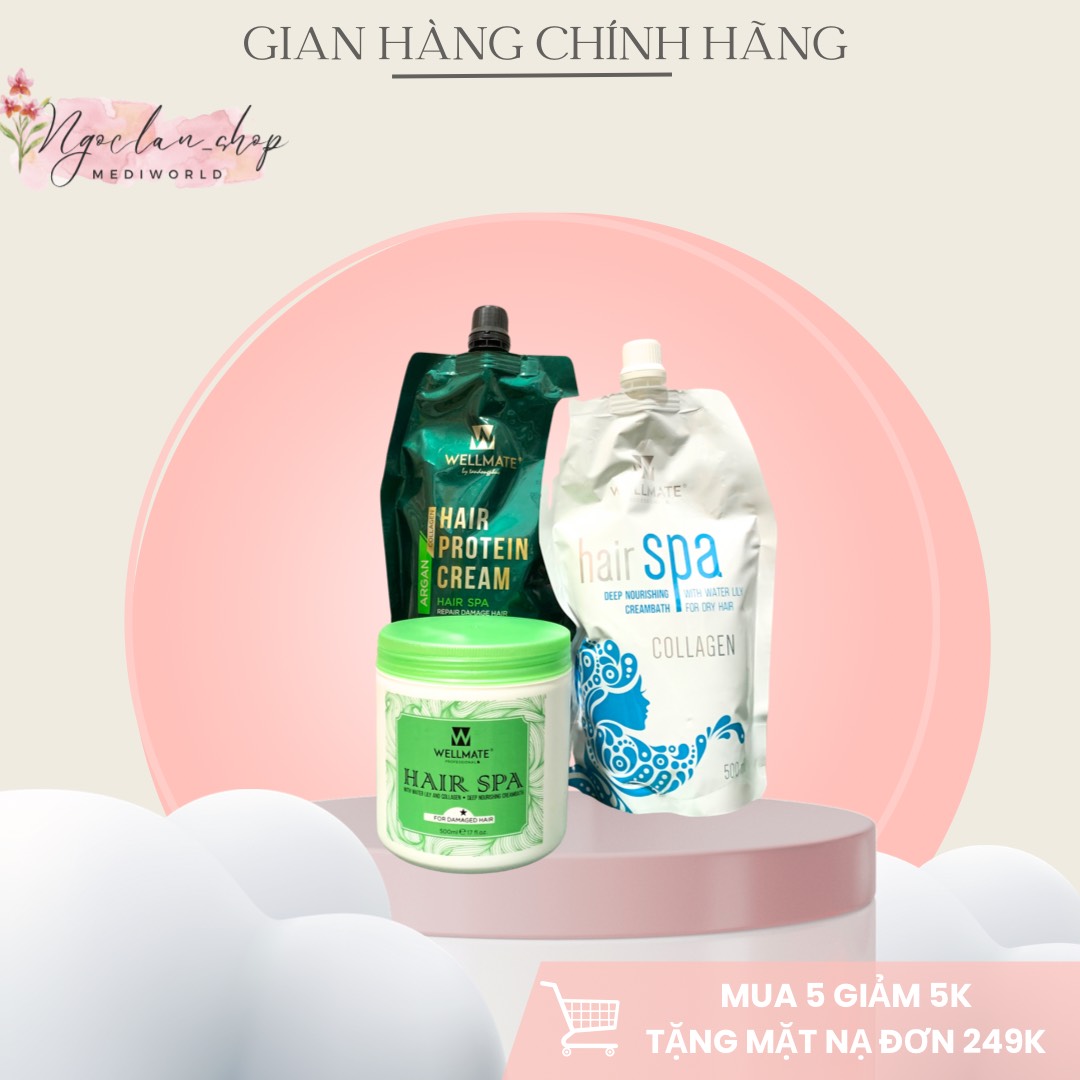 KEM HẤP PHỤC HỒI WELLMATE HAIR SPA KERATIN 500ML_Chính Hãng