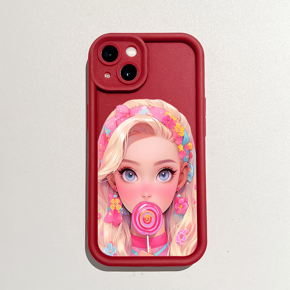 ZCSIBORUI for Infinix Note 30 4G 5G Back Cover Pink Lollipop Barbie Pattern Soft Camera Protection Rubber Square Ladder Phone Case. 