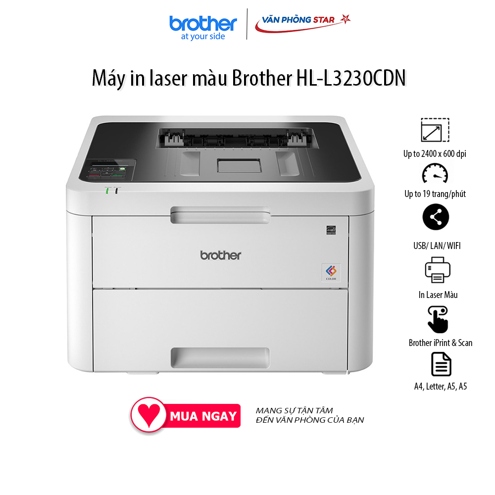 Máy in Brother HL-L3230CDN (in laser màu) tốc độ 19 trang/phút 2400...