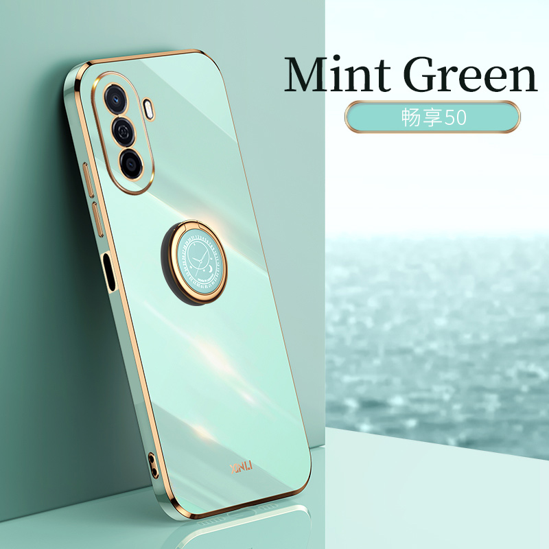 COD Plating Silicone Phone FOR Huawei Nova Y70 Pro Case Huawei Nova Y70 Deluxe Fall Protection with Metal Ring Holder