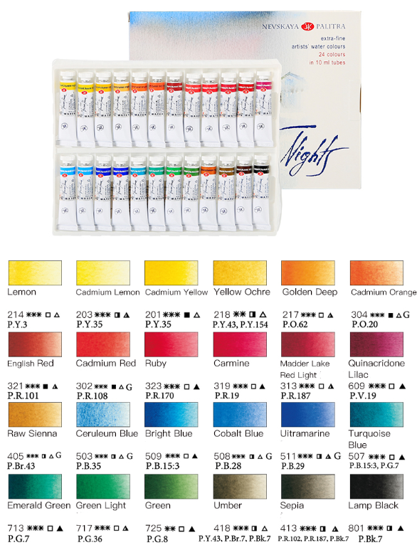 Màu Nước White Nights tuýp hộp giấy
